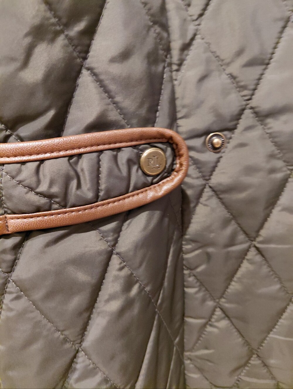 Lauren Ralph Lauren Olive Quilted Barn Coat Field Jacket Women XL - Picture 8 of 14